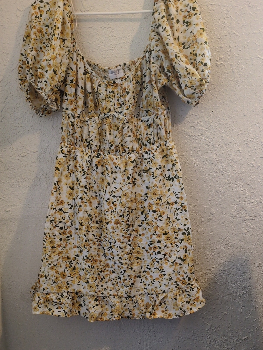 Sienna Sky Yellow Floral Puff-Sleeve Mini Dress